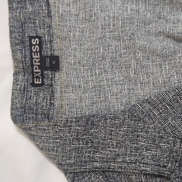 Express 3/4 Sleeve Tweed Look Cotton Blazer, Color Light Gray Size 12 - Picture 15 of 15